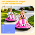 Pink Rigo ride-on car for kids with bumper protection, 12V battery, remote control, suitable for toddlers, by Everything Baby.