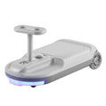 Grey Rigo ride-on car with mop storage for kids, 12V battery, 86cm long, from Everything Baby, designed for young children.