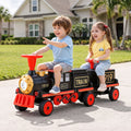 Kids ride-on train car by Everything Baby, 12V electric toy with two seats and a 136cm length, designed for children’s outdoor play.