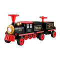 Everything Baby Rigo Kids ride-on car train, 12V electric toy with two seats, 136cm long, suitable for young children.