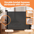 Black Keezi retractable baby and pet safety gate extended to 140cm, featuring mesh fabric and secure locking mechanism.