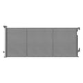 Grey Keezi retractable baby and pet safety gate extending up to 400cm, shown in a secure doorway setting.