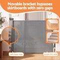 Grey Keezi retractable baby and pet safety gate extended up to 400cm, with secure mesh and adjustable height for home safety.