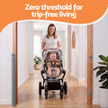 Grey Keezi retractable baby and pet safety gate extended up to 400cm, featuring a secure mesh design for child and pet safety.