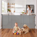 Grey Keezi retractable baby gate and pet safety fence extending up to 400cm, designed to secure child and pet areas.