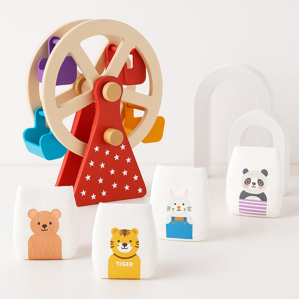 Wooden Animal Hand Ferris Wheel for Baby