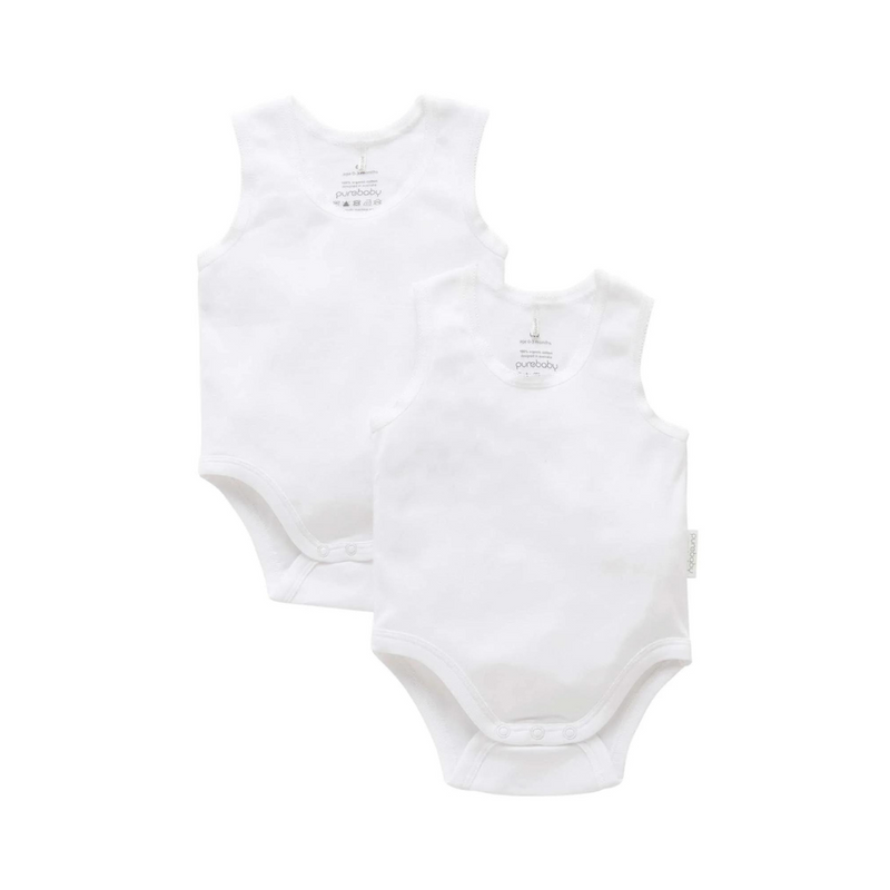 Purebaby 2pk Rib Bodysuit - White
