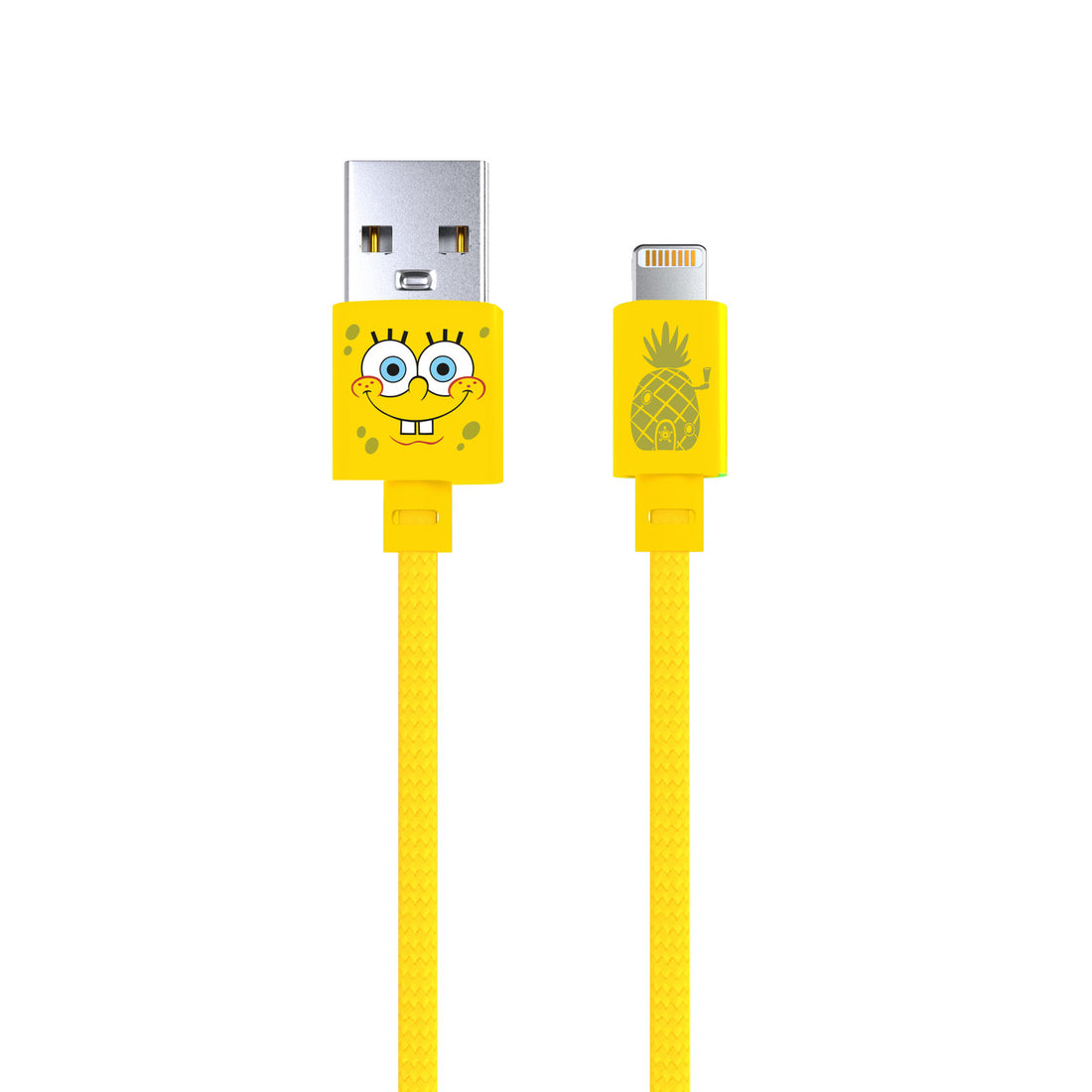 SpongeBob SquarePants Lightning Cable 1M from Everything Baby, colorful plastic toy resembling a Lightning cable with SpongeBob design.