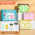 Early education dot-to-dot cards for toddlers, pen control and fine motor skills development, 32-page write and wipe preschool activity set.