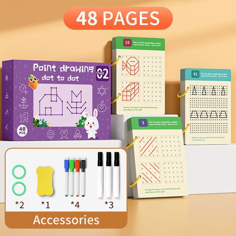 Early education dot-to-dot cards for toddlers, pen control toys, preschool learning activities, write and wipe, fine motor skills.