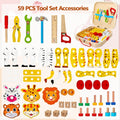 Wooden animal building toy set for kids by Everything Baby, colorful preschool construction educational toy for creative play