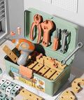 Wooden building set with electric drill toy for kids, 144-piece educational construction and creative puzzle kit by Everything Baby.
