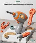 Wooden building set with electric drill toy for kids, educational construction toy by Everything Baby, includes 147 pieces for creative play.