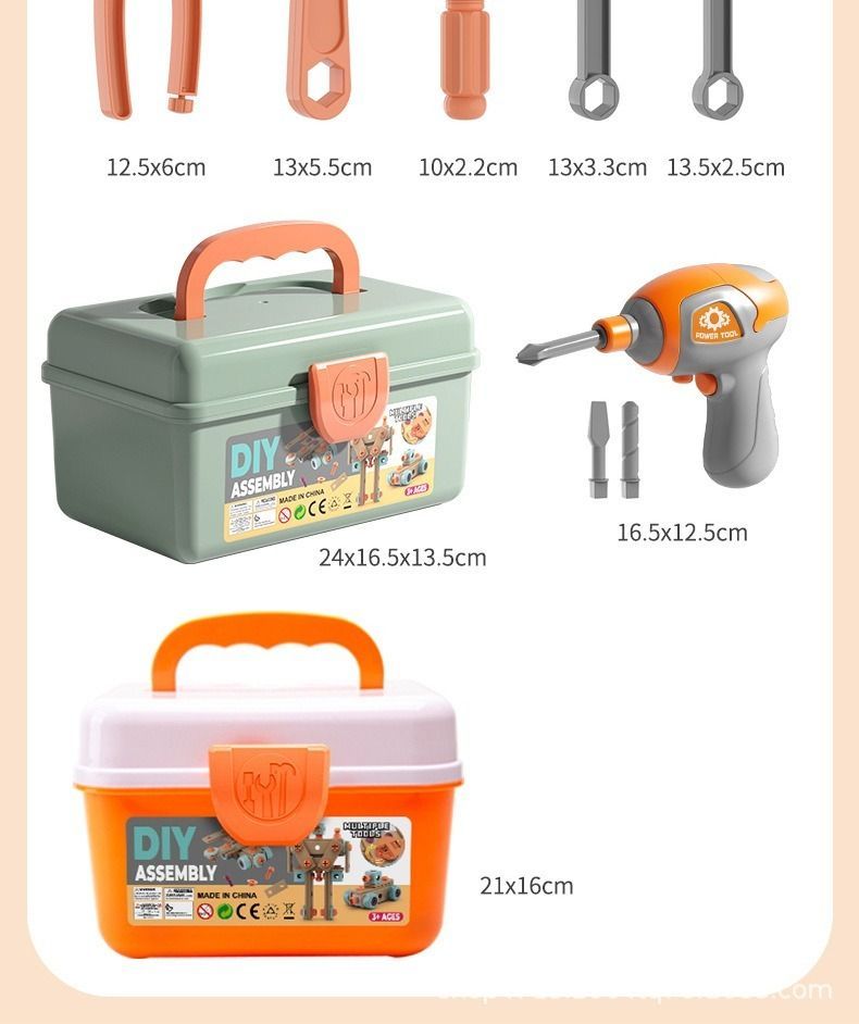 Wooden building set with electric drill toy for kids, educational construction toy, 147-piece creative puzzle kit by Everything Baby.