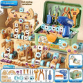 Wooden building set with electric drill toy for kids, educational construction kit with 172 pieces, promoting hand-eye coordination.