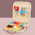 Wooden animal-themed toolbox building set for kids, promotes fine motor skills and creative play, educational toy from Everything Baby.