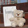 Light brown plush teddy bear, 20cm huggable toy from Everything Baby, ideal for kids' gifts and claw machine prizes.