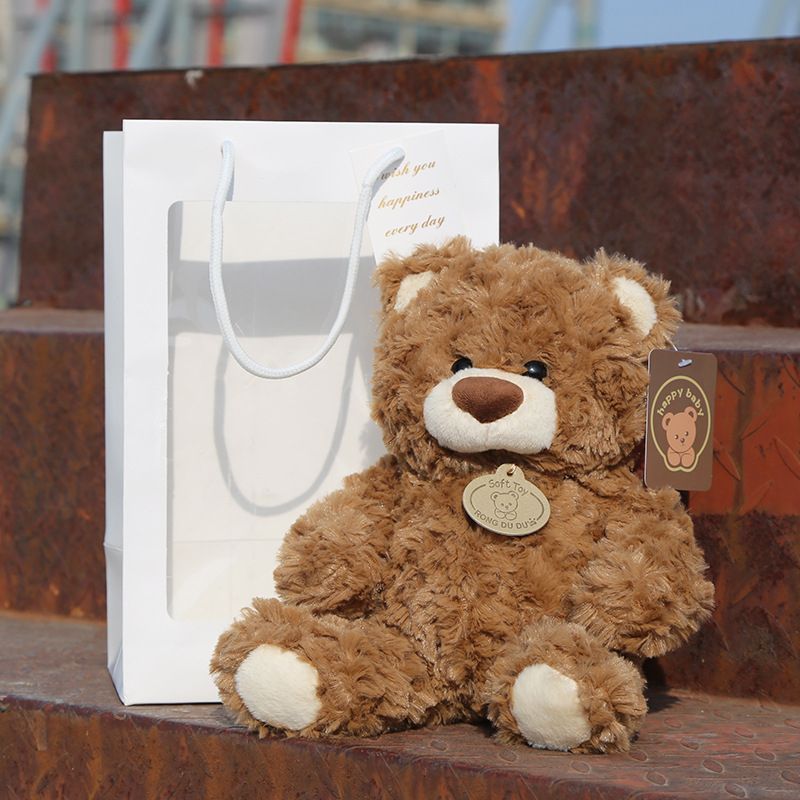 Light brown plush teddy bear toy, 20cm huggable doll, soft stuffed animal from Everything Baby, ideal for kids and birthday gifts.