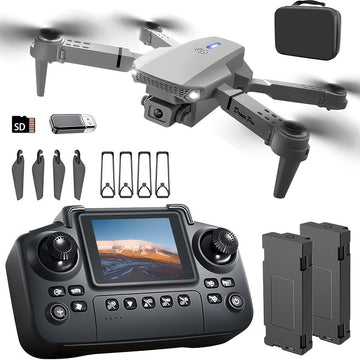 S2 MAX drone, dual-camera drone, upgraded remote control, ESC camera, long-lasting battery, 360° intelligent infrared flight, flying toy, drone gift, beginner drone, FPV drone - Gray - Size Two batteries