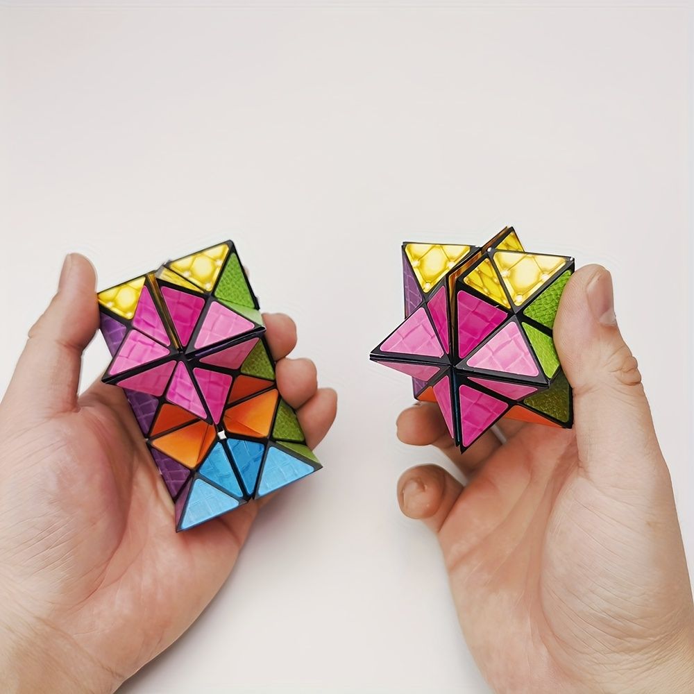 Colorful 3D hexagonal puzzle toy made of ABS, designed for kids, features space geometry design for brain development and relaxation.