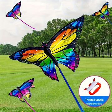 Colorful butterfly kite by Everything Baby with seven vibrant colors, easy to fly in gentle breezes, perfect for outdoor kids' play.