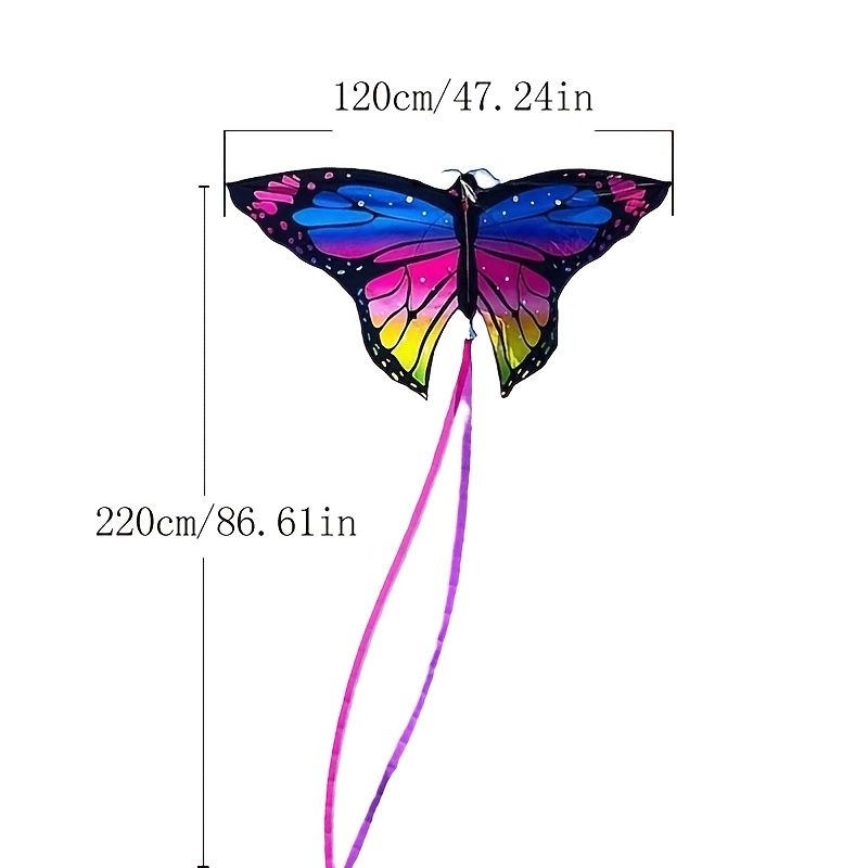 Colorful butterfly kite for kids, easy to fly in gentle breezes, from Weifang, featuring vibrant seven-color design and simulated butterfly shape.