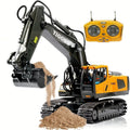 Larger 1/18 scale remote control alloy excavator toy by Everything Baby, featuring unlimited rotation and realistic engineering details.