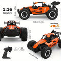 All terrain electric toy car by Everything Baby, 1:16 scale off-road R/C car with headlights and shock absorbers for kids over 3 years.