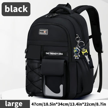 Teenager Backpack Safe Materials Backpack Multiple Compartments Backpack Ample - Black - Size 47-34CM