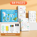Early education dot-to-dot cards for toddlers, pen control and fine motor skills activities, 64-page write and wipe learning resource.