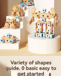 Wooden building set with 124 pieces, electric drill toy for kids, educational construction toy, children's tool kit for creative play