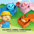 Wooden animal-themed toy toolbox with building set for kids, promotes creative play and fine motor skills, educational and fun.