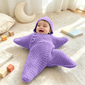 Baby starfish onesie wearable blanket in soft fleece with snowman and Santa starfish crochet costume, blue size 80cm for newborns.