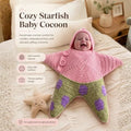 Purple baby starfish onesie wearable blanket with snowman and Santa crochet design, soft fleece fabric for newborns, 80cm size.