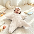 Yellow baby starfish onesie wearable blanket with snowman design, fleece knit fabric, suitable for Christmas and holiday parties.
