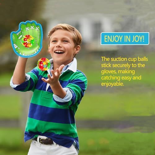 LED Toss and Catch Ball game set with LED and regular balls, suction cups, and easy-grip gloves for kids' outdoor beach and park play.