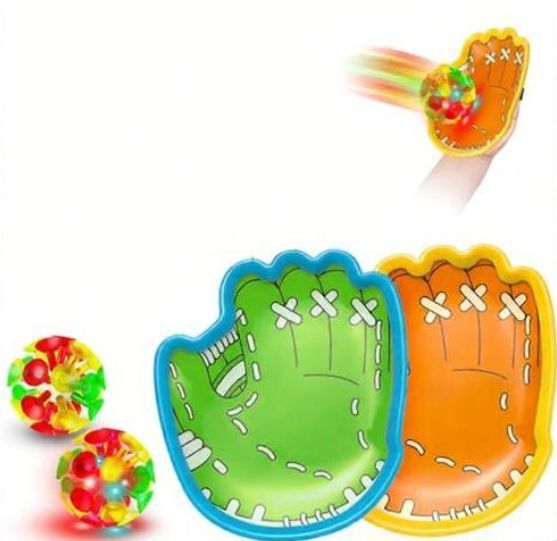 LED and regular toss and catch ball game set with gloves, perfect outdoor kids' activity toy for backyard or park play.