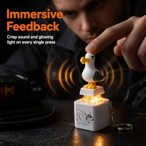 Four-piece button keychain set with LED light and sound, fun interactive stress relief toy for kids, travel, or desk use