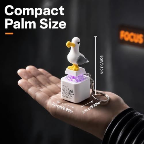 Four colorful button keychain with LED light and sound, fun interactive stress relief toy for kids and desk use.