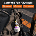 Four colorful button keychains with LED lights and sound, fun interactive stress relief toys for kids and adults.
