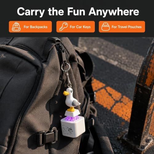 Four colorful button keychains with LED lights and sound, fun interactive stress relief toys for kids and adults.
