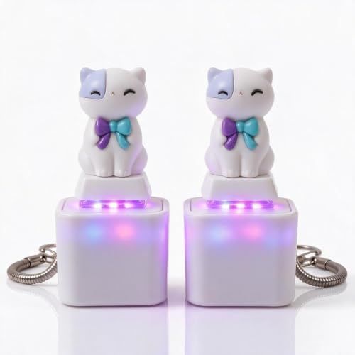 Everything Baby 4PCS Cat Keychain Sound Fidget Toys with colorful lights, sound effects, and stress relief buttons for kids and adults.