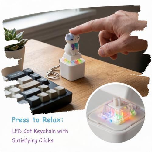 Everything Baby 4-pack cat keychain fidget toys with colorful lights, sound effects, and stress relief buttons for kids and adults.