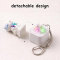 Colorful 4PCS cat keychain fidget toys with lights and sound effects, designed for stress relief and fun for kids and adults.
