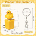 Four duck-themed button keychains with LED lights, fidget stress relief toys, portable sensory toys for kids and office fun.