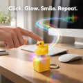 Four duck-themed finger clicker keychains with LED lights, designed for stress relief and sensory fun for kids and adults.