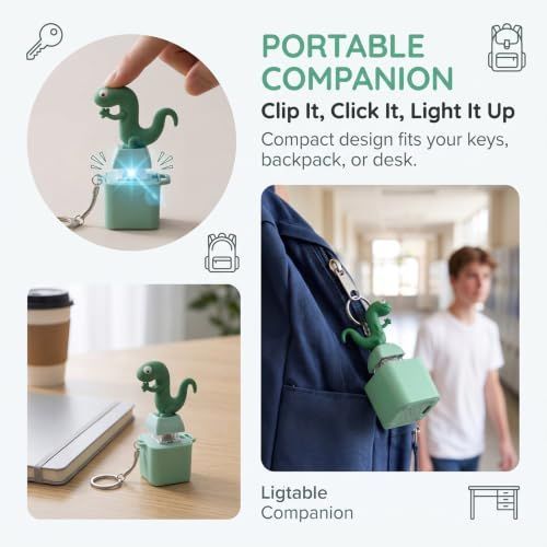 4-piece lizard button keychain with sound, light-up keyboard fidget toy for kids, sensory stress relief activity toy by Everything Baby
