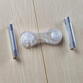 10-pack of transparent child safety cabinet locks by Everything Baby, including extra adhesives for baby-proofing drawers, toilets, and fridges.