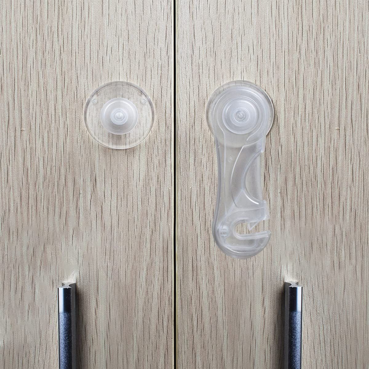 10-pack transparent child safety cabinet locks from Everything Baby, with extra adhesives for baby-proofing drawers, toilets, fridge, and closets.