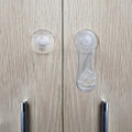 10-pack transparent child safety cabinet locks with extra adhesives, ideal for baby proofing cabinets, drawers, toilets, and fridges.